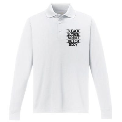 Bleach Blonde Bad Built Butch Body Performance Long Sleeve Polo