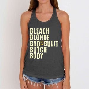 Bleach Blonde Bad Built Butch Body Women's Knotted Racerback Tank