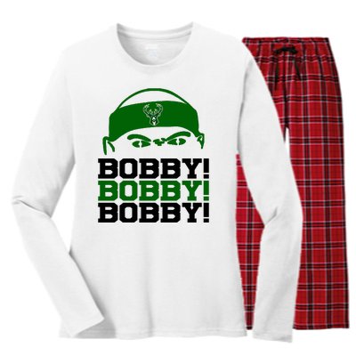 Bobby Bobby Bobby Milwaukee Basketball Women's Long Sleeve Flannel Pajama Set 