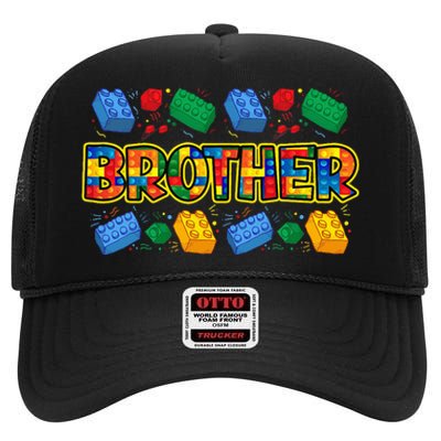 Brother Brick Builder Boy Master Builder Blocks Building High Crown Mesh Back Trucker Hat