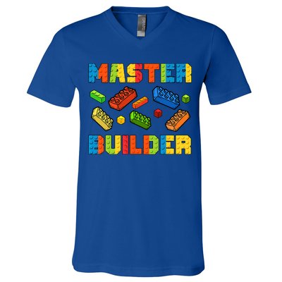 Brick Builder Building Blocks Brick Master Builder V-Neck T-Shirt
