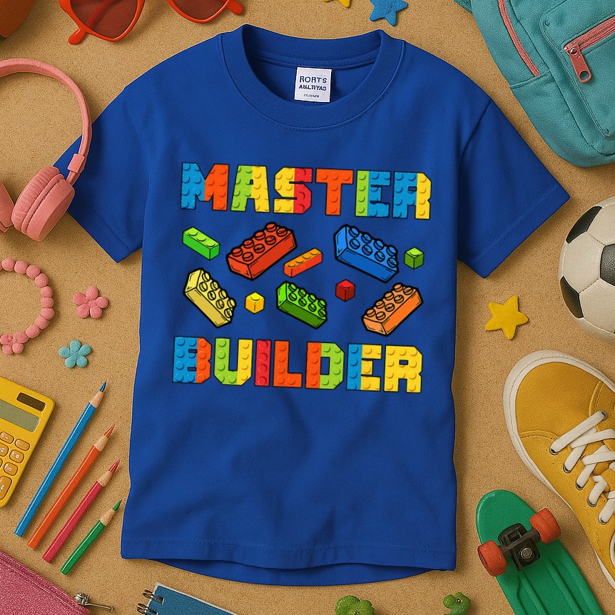 Brick Builder Building Blocks Brick Master Builder Kids T-Shirt