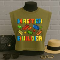 Brick Builder Building Blocks Brick Master Builder Garment-Dyed Women's Muscle Tee