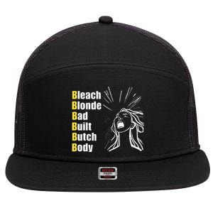 Bleach Blonde Bad Built Butch Body 7 Panel Mesh Trucker Snapback Hat