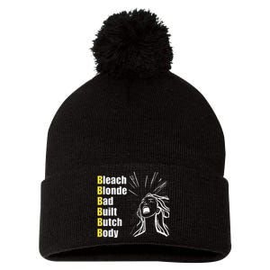 Bleach Blonde Bad Built Butch Body Pom Pom 12in Knit Beanie