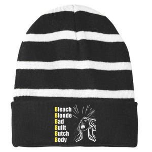 Bleach Blonde Bad Built Butch Body Striped Beanie with Solid Band