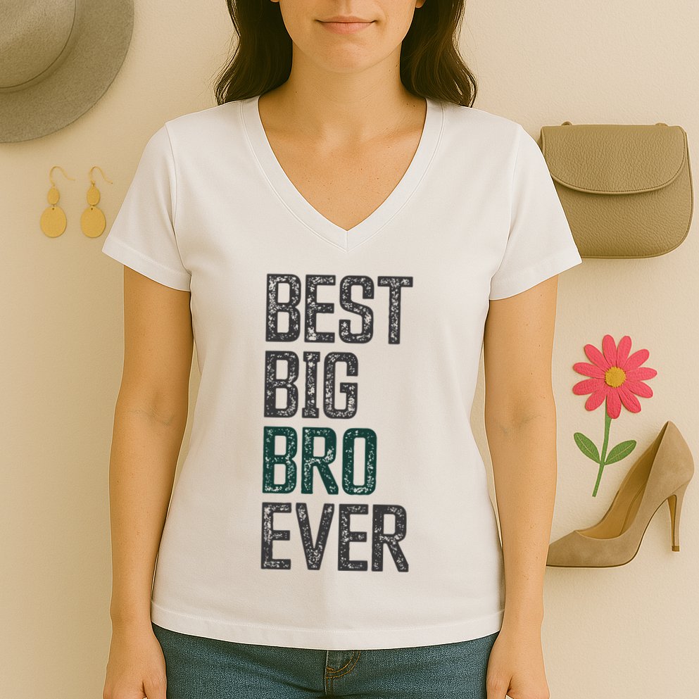 Best Big Brother Bro Ever Funny Big Bro Sibling Big Brother Women's V-Neck T-Shirt