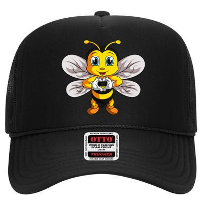 Bee Bumble Bee High Crown Mesh Back Trucker Hat