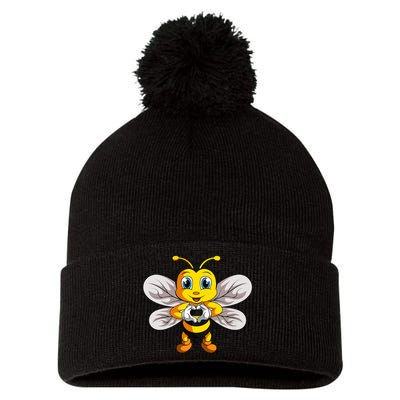 Bee Bumble Bee Pom Pom 12in Knit Beanie