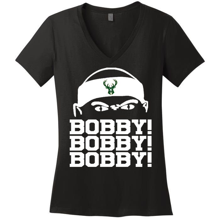 Bobby Bobby Bobby Milwaukee Basketball Women's V-Neck T-Shirt