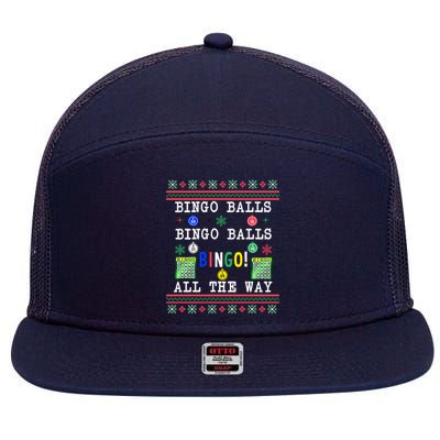 Bingo Balls Bingo All The Way Ugly Xmas 7 Panel Mesh Trucker Snapback Hat