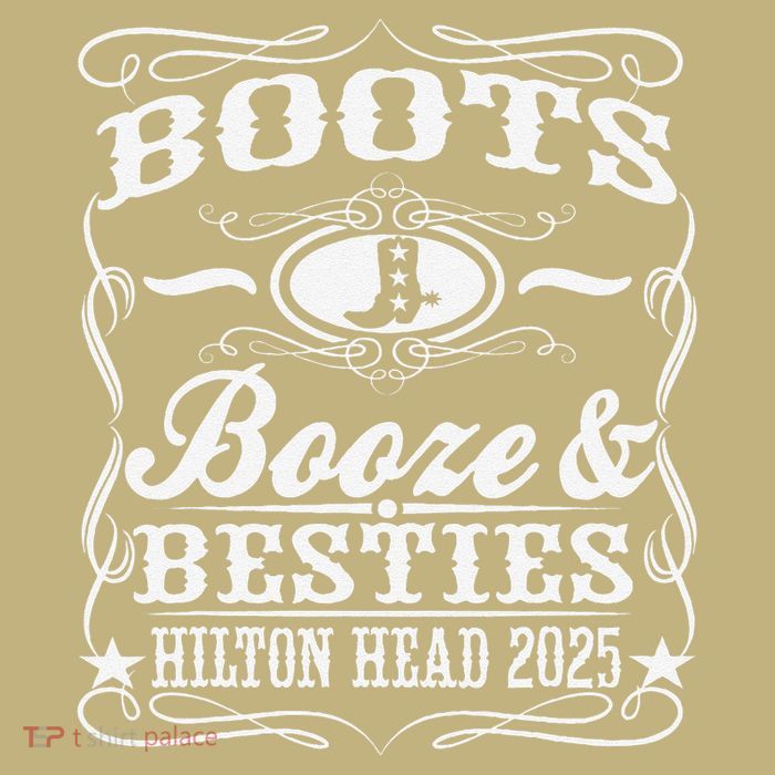 Boots Booze Besties Hilton Head 2025 Whiskey Theme T-Shirt