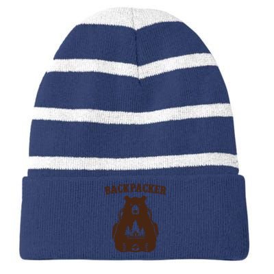 Backpacker Bear Striped Beanie with Solid Band