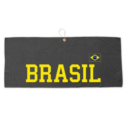 Brazil Brasil Brazilian Flag Green Large Microfiber Waffle Golf Towel