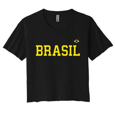 Brazil Brasil Brazilian Flag Green Women's Crop Top Tee