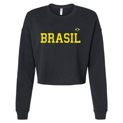 Brazil Brasil Brazilian Flag Green Cropped Pullover Crew