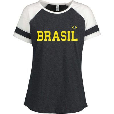 Brazil Brasil Brazilian Flag Green Enza Ladies Jersey Colorblock Tee