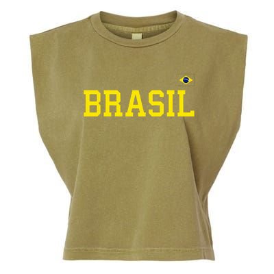 Brazil Brasil Brazilian Flag Green Garment-Dyed Women's Muscle Tee