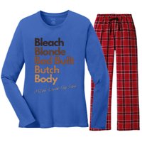 Bleach Blonde Bad Built Bitch Body Black Woman Melanin Women's Long Sleeve Flannel Pajama Set 