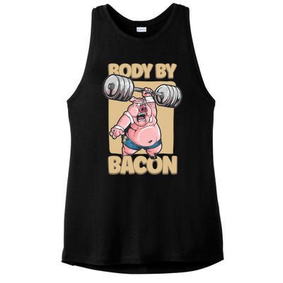 Body By Bacon Keto Diet Pork Workout Pig Exercise Gift Ladies PosiCharge Tri-Blend Wicking Tank