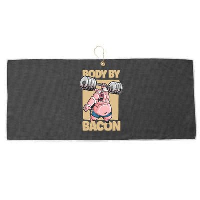 Body By Bacon Keto Diet Pork Workout Pig Exercise Gift Large Microfiber Waffle Golf Towel