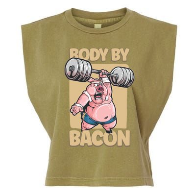 Body By Bacon Keto Diet Pork Workout Pig Exercise Gift Garment-Dyed Women's Muscle Tee