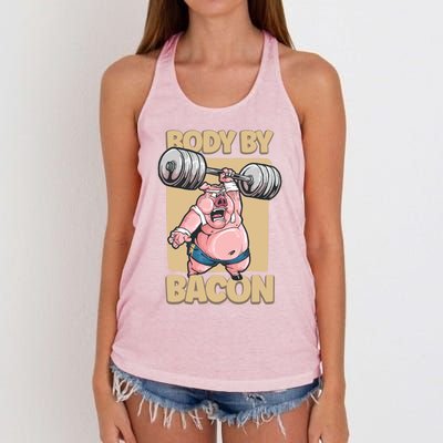 Body By Bacon Keto Diet Pork Workout Pig Exercise Gift Women's Knotted Racerback Tank