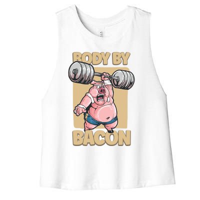 Body By Bacon Keto Diet Pork Workout Pig Exercise Gift Women's Racerback Cropped Tank