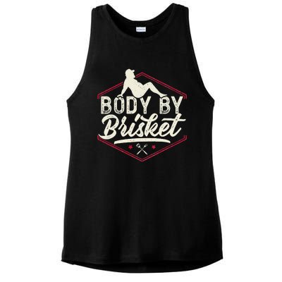 Body By Brisket Funny Steak Lover Grilling BBQ Chef Ladies PosiCharge Tri-Blend Wicking Tank