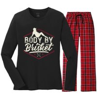 Body By Brisket Funny Steak Lover Grilling BBQ Chef Women's Long Sleeve Flannel Pajama Set 