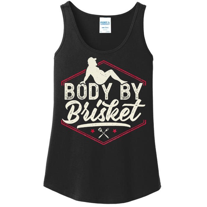 Body By Brisket Funny Steak Lover Grilling BBQ Chef Ladies Essential Tank