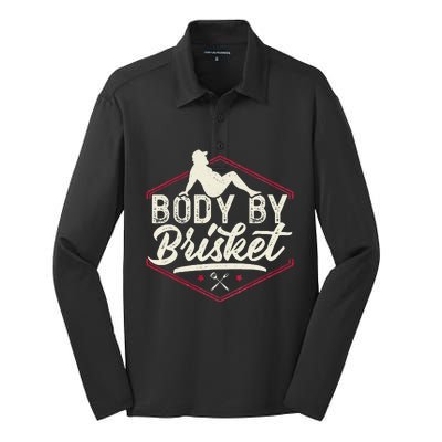 Body By Brisket Funny Steak Lover Grilling BBQ Chef Silk Touch Performance Long Sleeve Polo