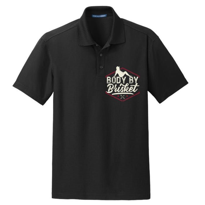 Body By Brisket Funny Steak Lover Grilling BBQ Chef Dry Zone Grid Polo