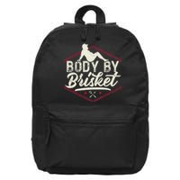 Body By Brisket Funny Steak Lover Grilling BBQ Chef 16 in Basic Backpack