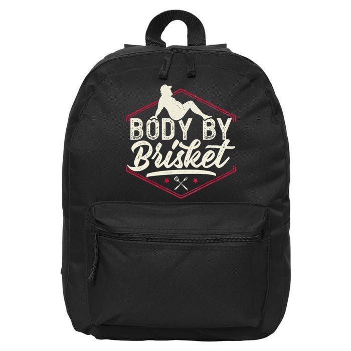 Body By Brisket Funny Steak Lover Grilling BBQ Chef 16 in Basic Backpack