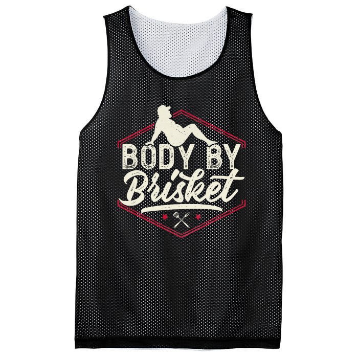 Body By Brisket Funny Steak Lover Grilling BBQ Chef Mesh Reversible Basketball Jersey Tank