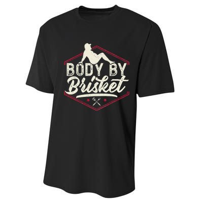 Body By Brisket Funny Steak Lover Grilling BBQ Chef Performance Sprint T-Shirt