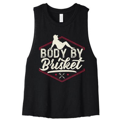 Body By Brisket Funny Steak Lover Grilling BBQ Chef Women's Racerback Cropped Tank