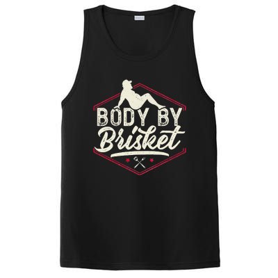 Body By Brisket Funny Steak Lover Grilling BBQ Chef PosiCharge Competitor Tank