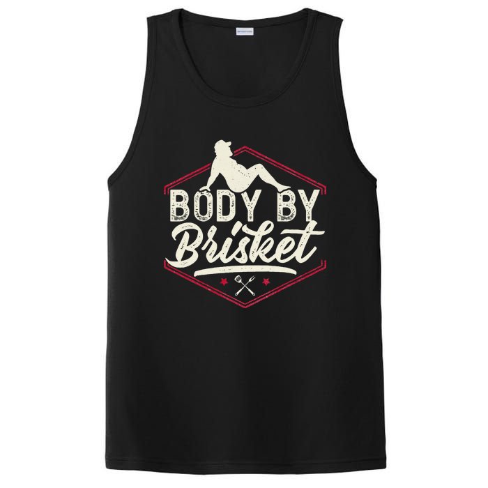 Body By Brisket Funny Steak Lover Grilling BBQ Chef PosiCharge Competitor Tank