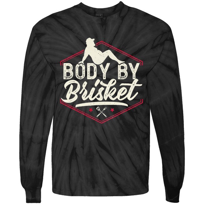 Body By Brisket Funny Steak Lover Grilling BBQ Chef Tie-Dye Long Sleeve Shirt