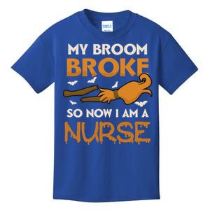 Broom Broke Became Nurse Design Halloween Nurse Gift Kids T-Shirt