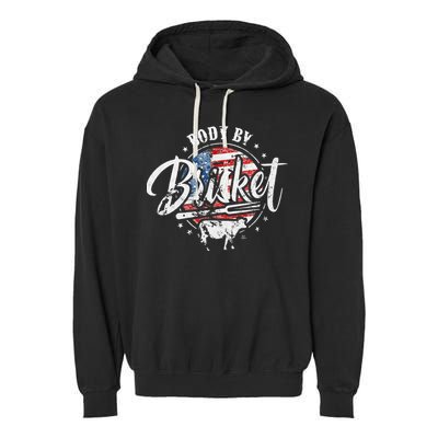 Body By Brisket USA Flag Patriotic Barbeque 4th of July Garment-Dyed Fleece Hoodie