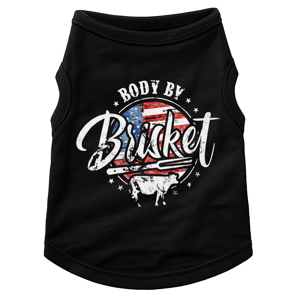 Body By Brisket USA Flag Patriotic Barbeque 4th of July Doggie Tank
