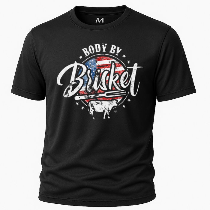 Body By Brisket USA Flag Patriotic Barbeque 4th of July Cooling Performance Crew T-Shirt