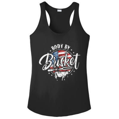 Body By Brisket USA Flag Patriotic Barbeque 4th of July Ladies PosiCharge Competitor Racerback Tank