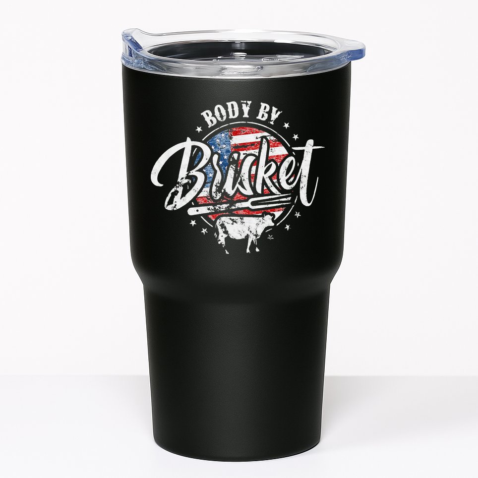 Body By Brisket USA Flag Patriotic Barbeque 4th of July Tumbler