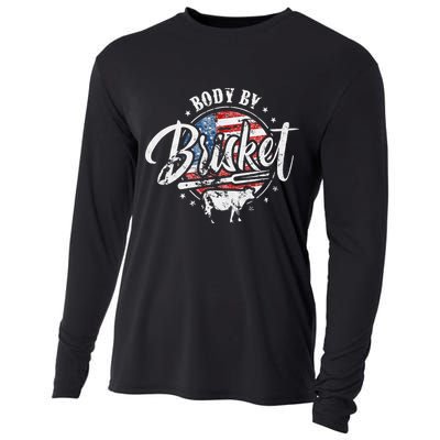 Body By Brisket USA Flag Patriotic Barbeque 4th of July Cooling Performance Long Sleeve Crew