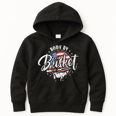 Body By Brisket USA Flag Patriotic Barbeque 4th of July Kids Hoodie