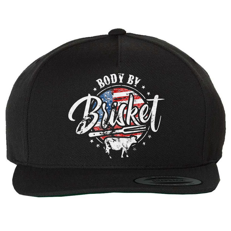 Body By Brisket USA Flag Patriotic Barbeque 4th of July Wool Snapback Cap